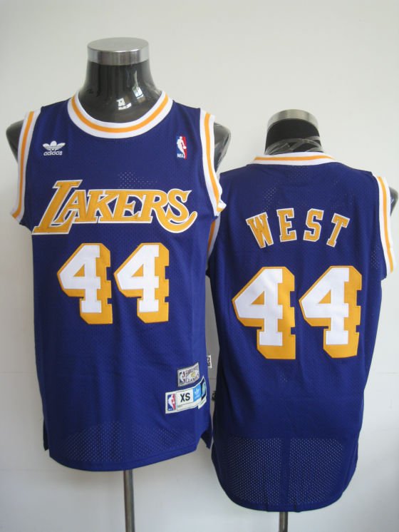 Mens  Jerry West Lakers throwback jersey purple