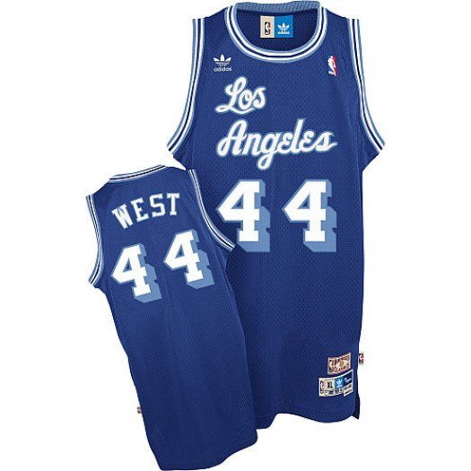Mens   Jerry West Lakers throwback retro blue jersey