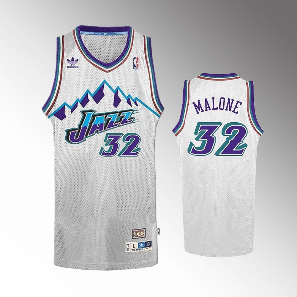 Mens Karl Malone Utah Jazz throwback jersey white