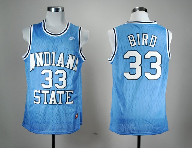 Mens Larry Bird Indiana State Sycamores Blue College Jersey