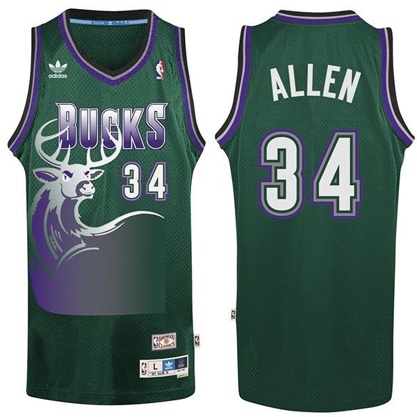 Mens   Ray Allen Milwaukee Bucks throwback jersey green