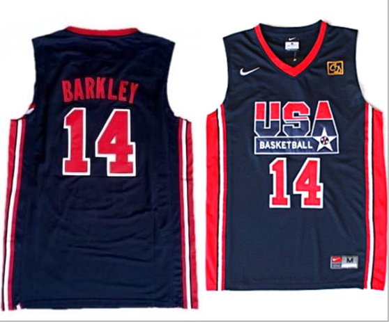 Mens Charles Barkley 1992 Olympic game Dream Team USA Jersey blue