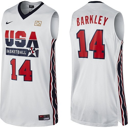 Mens Charles Barkley 1992 Olympic game Dream Team USA Jersey white