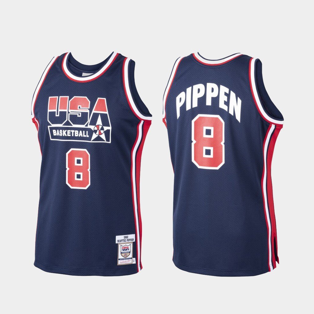 Mens Scottie Pippen Dream Team USA 1992 Olympics  jersey blue