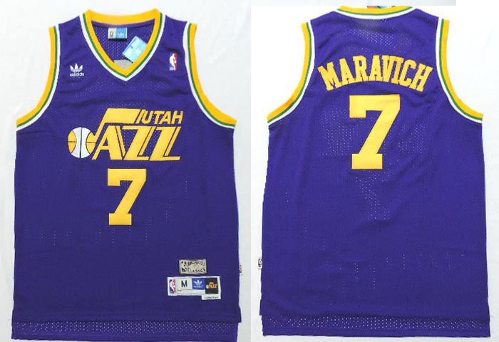 Men's pete maravich jazz 7 throwback  jersey purple