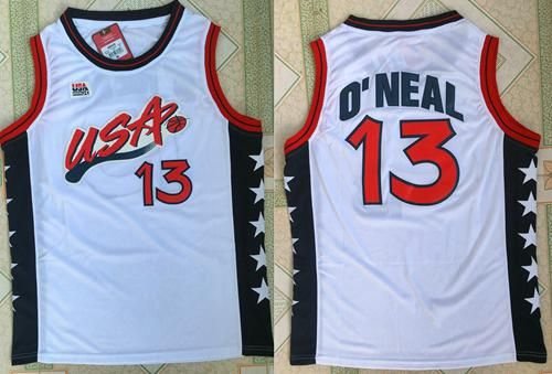 Mens shaq Shaquille O'Neal 1996 Dream Team USA jersey white