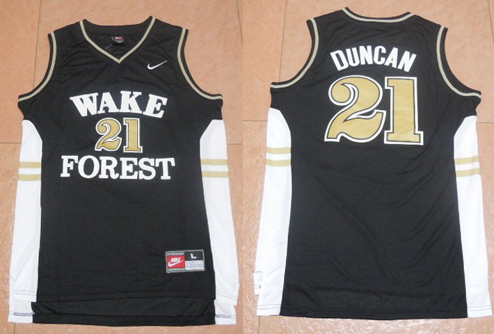 Mens Tim Duncan Wake Forest college jersey black