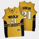 Mens Tim Duncan Wake Forest college jersey gold