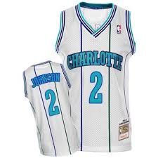 Men's Larry Johnson Charlotte Hornets throwback jersey white