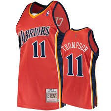 Men's Klay Thompson Gold State Warriors throwback  jersey orange