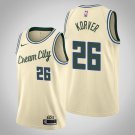 Men's  Milwaukee Bucks #26  Kyle Korver City Edition Jersey Cream