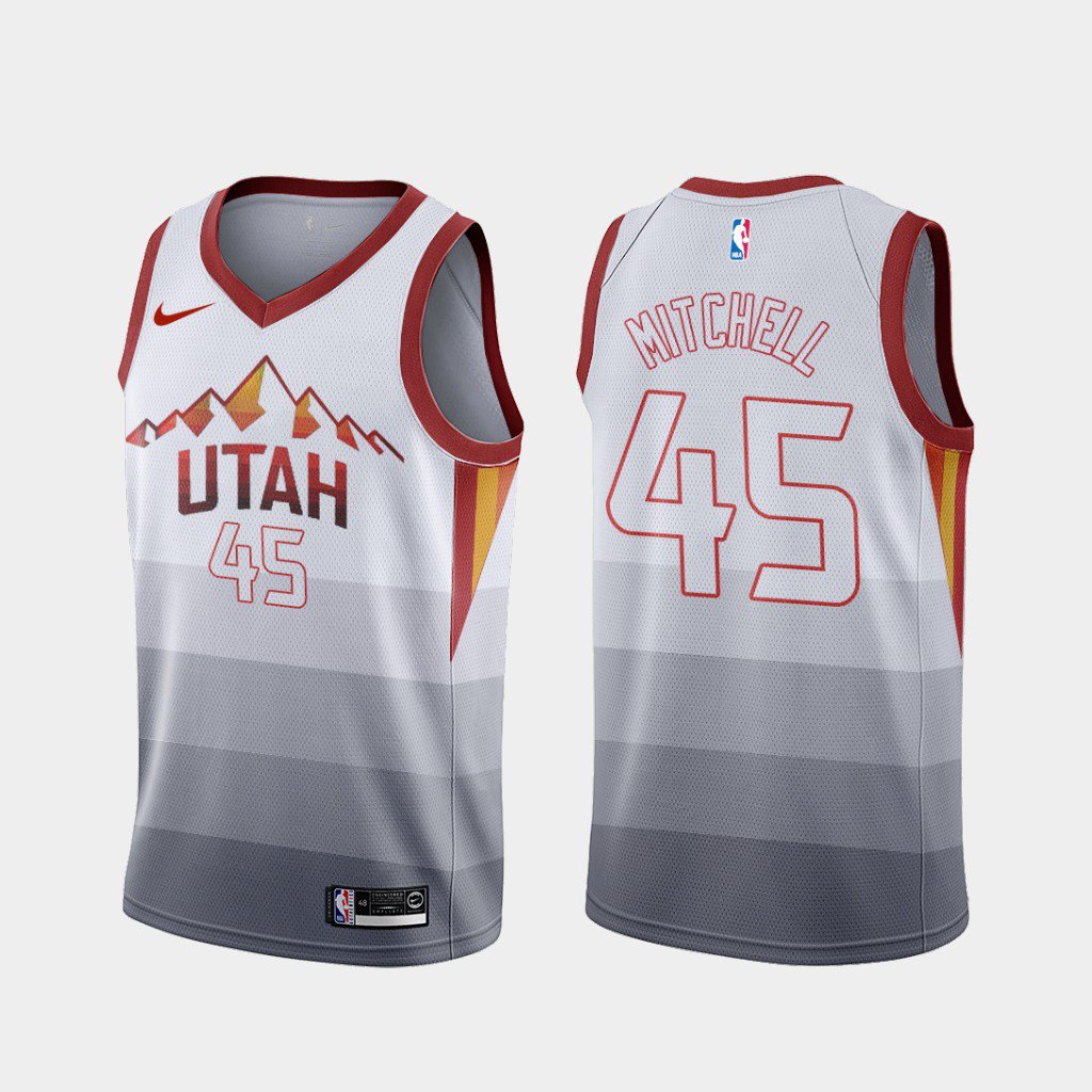 Men's / Youth Utah Jazz 45 Donovan Mitchell City Edition Jersey white gray