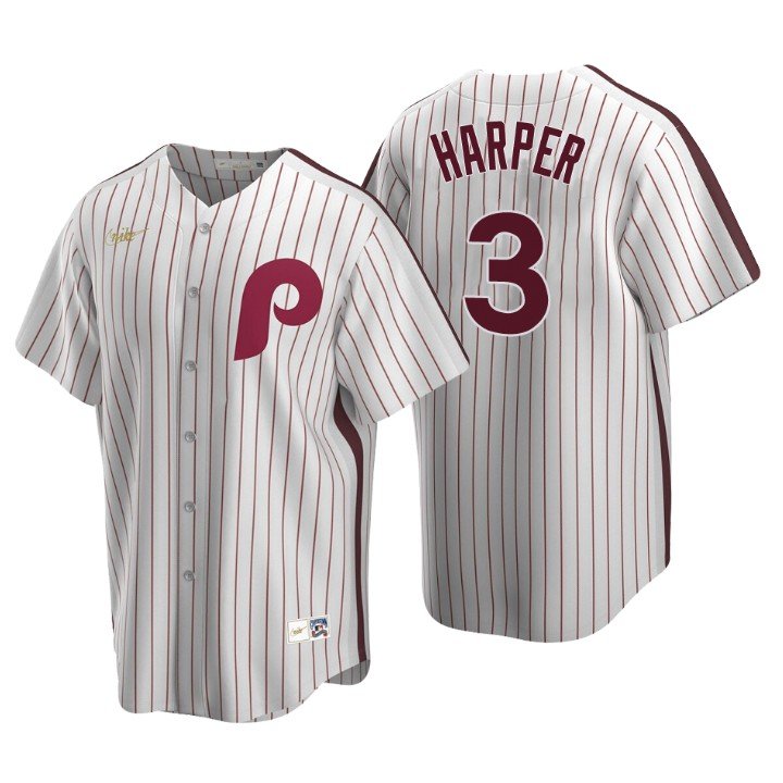 Men's / Youth Bryce Harper Phillies cooperstown jersey white pinstripe