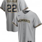 Mens MIL #22 Christian Yelich   road  stitched jersey gray