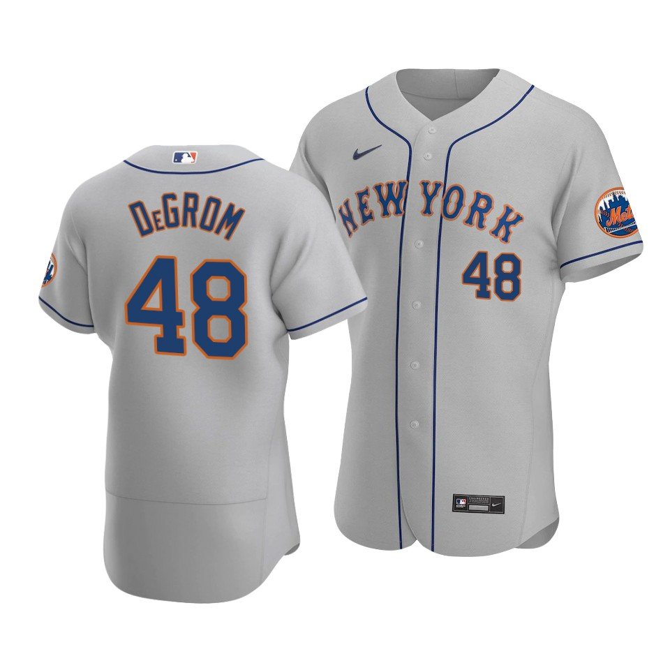 Men's New York Mets #48 Jacob deGrom Gray Road Authentic Jersey