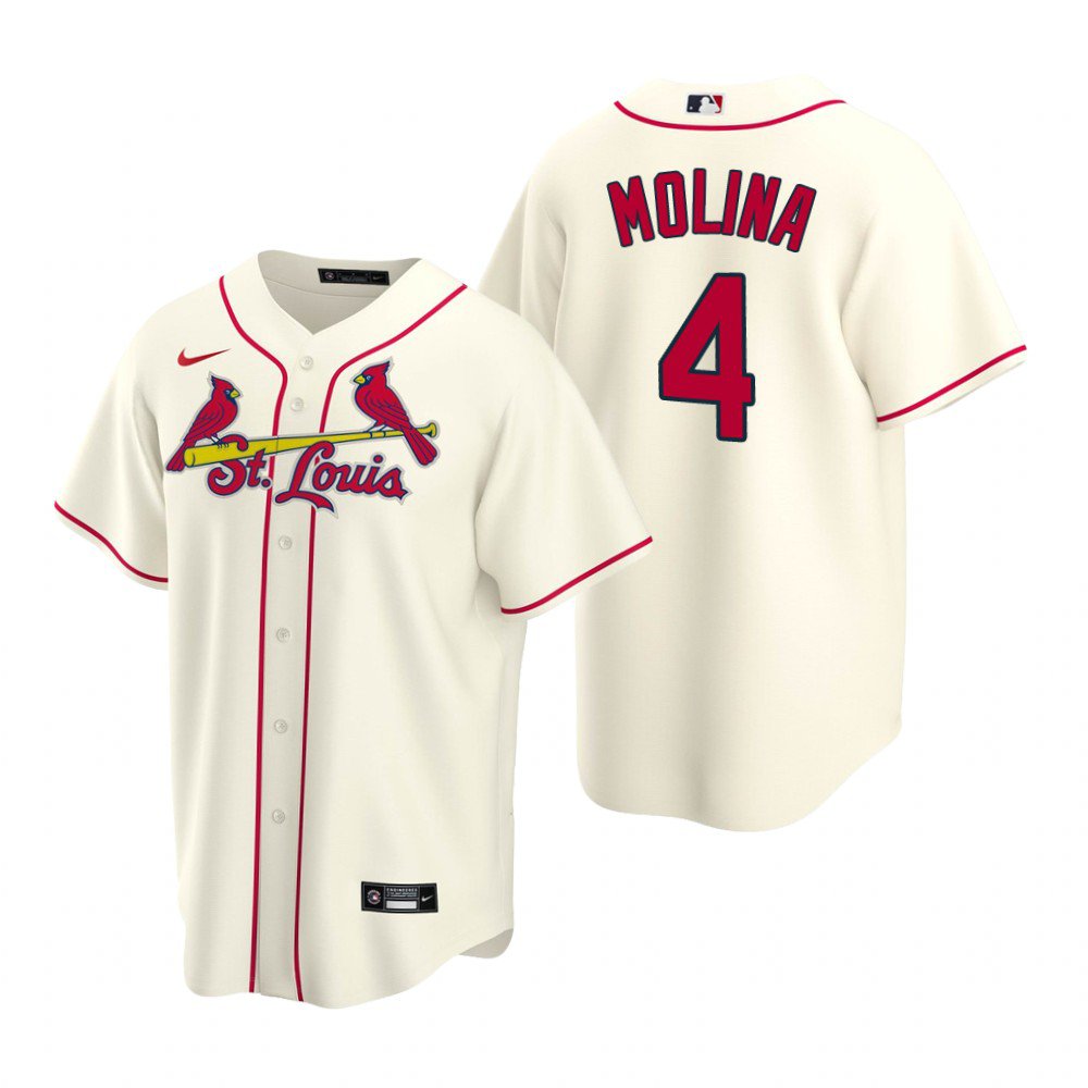 Men's Yadier Molina  4 St Louis Cardinals Stitched jersey cream