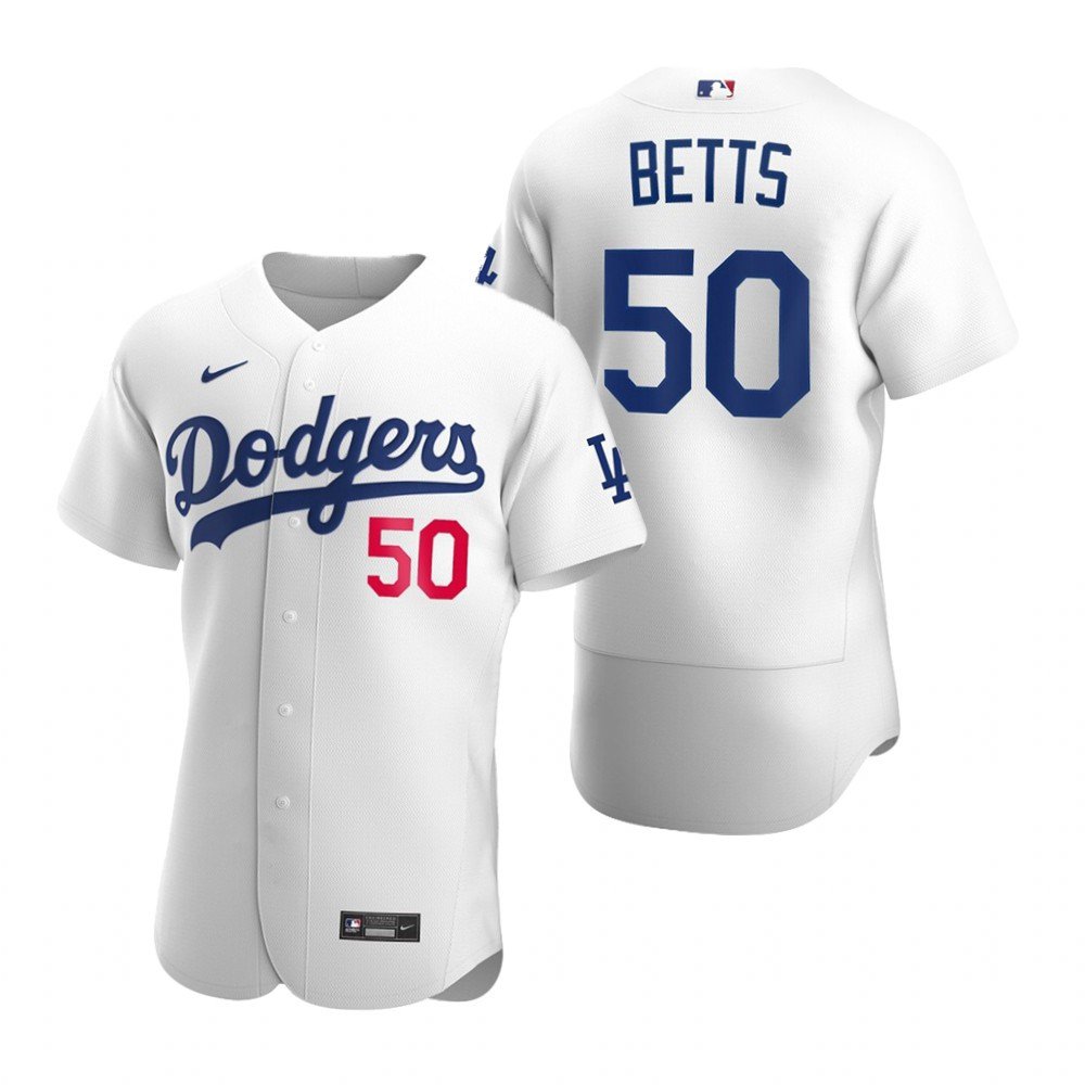 Youth Los Angeles Dodgers #50 Mookie Betts authentic Home Jersey white