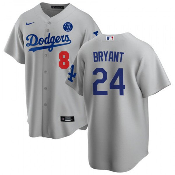 Men's KOBE Bryant Dodgers baseball jersey gray