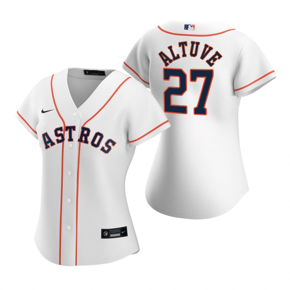 Women's Houston Astros 27 Jose Altuve home jersey white