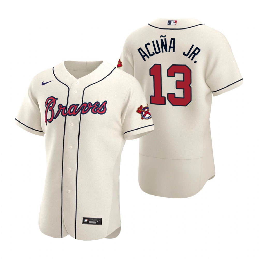 Men's Atlanta Braves Ronald Acuna Jr. Authentic 2020 Alternate Jersey Cream