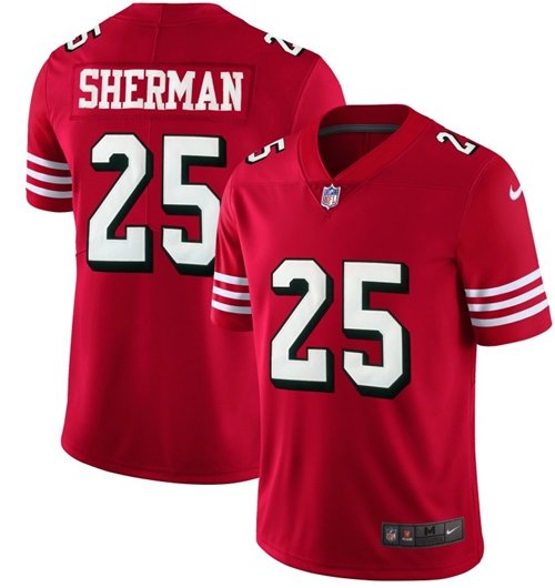 Men's 49ers #25 Richard Sherman color rush jersey red