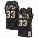 Mens Scottie Pippen Chicago Bulls Golden black toile jersey black