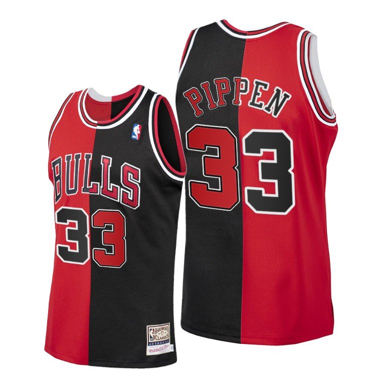 Mens Scottie Pippen Chicago Bulls split  jersey red black