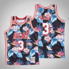 Men's Miami Heat Dwyane Wade Flowers Throwback Basketball Jersey Embroidered