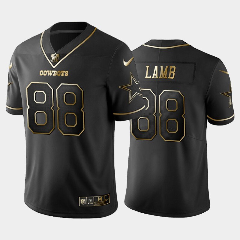 Men's Dallas Cowboys 88 CeeDee Lamb godlen edition jersey black