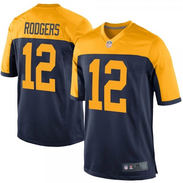 Men's Packers #12 Aaron Rodgers throwback game jersey