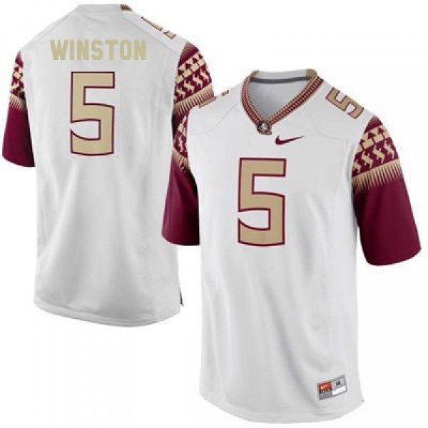 Men's Florida State Seminoles 5 Jameis Winston college Jersey white