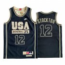 Mens John Stockton Utah Jazz 1992 Dream Team USA  jersey gold black