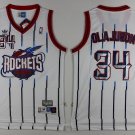 Mens Hakeem Olajuwon Houston Rockets throwback striped jersey white