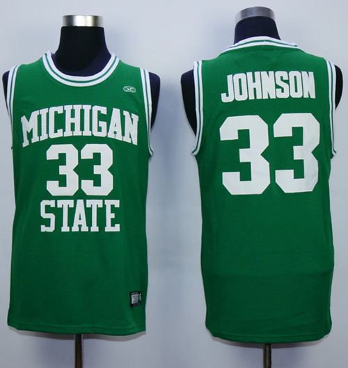 Mens Magic Johnson Michigan state spartans college msu  jersey  green