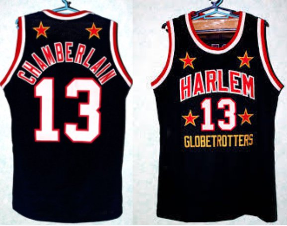 Men's WILT CHAMBERLAIN HARLEM GLOBETROTTERS JERSEY black