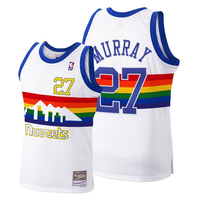 Men   Denver Nuggets #27 Jamal Murray throwback skyline Jersey - white