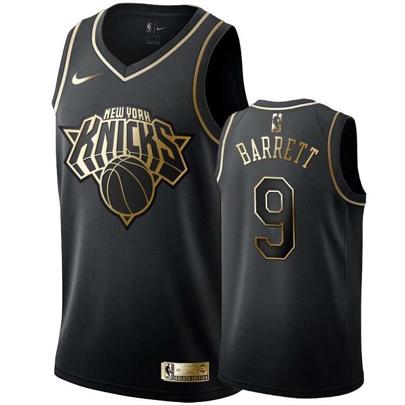 Men's New York Knicks #9 RJ Barrett golden edition jersey black