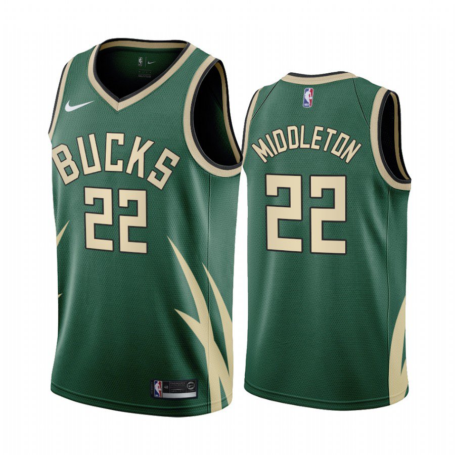 Men's khris middleton bucks 22 earned jersey green