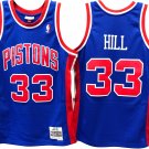 Mens  Grant Hill Detriot Pistons 33 throwback  jersey blue