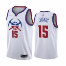 Men &  Youth Denver Nuggets #15 Nikola Jokic earned Jersey White