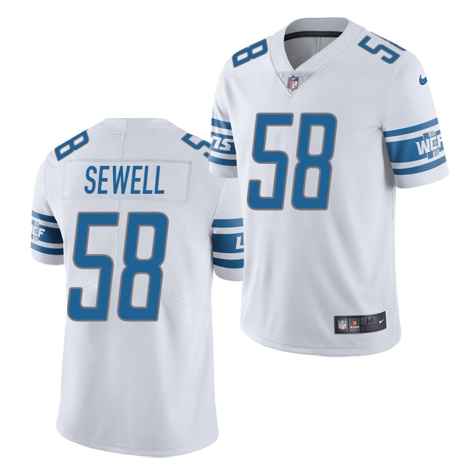 Men's Penei Sewell lions 58 color rush jersey white
