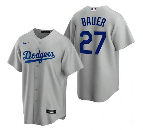 Men & Youth trevor bauer Dodgers  27 jersey gray