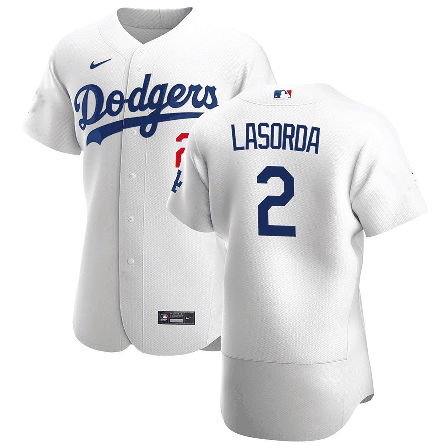 Men's Tommy Lasorda dodgers 2  authentic jersey white