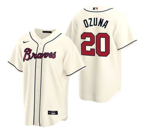 Men & Youth Marcell Ozuna braves 20 jersey cream