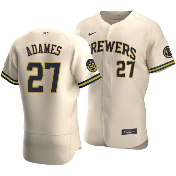 Men & Youth willy adames brewers 27 jersey cream