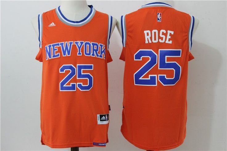 Men's Derrick Rose Knicks 25 throwback jersey orange
