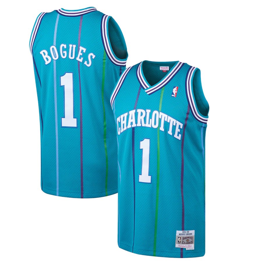 Men  muggsy bogues hornets 1 throwback jersey