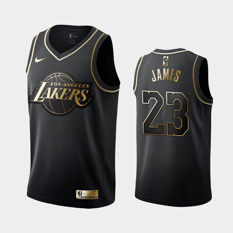 Men's Lebron James  Lakers golden black  jersey