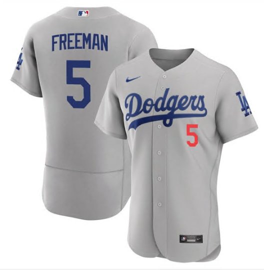 Men's Freddie Freeman Dodgers 5 authentic jersey gray