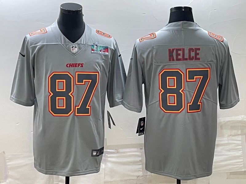 Women's Nike Travis Kelce Gray Kansas City Chiefs Super Bowl LVII Patch  Atmosphere Fashion Game Jersey